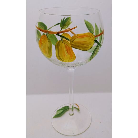 Hand Painted Grapes and Leaves Red Wine Glasses Set of 4 - Picture 4 of 6